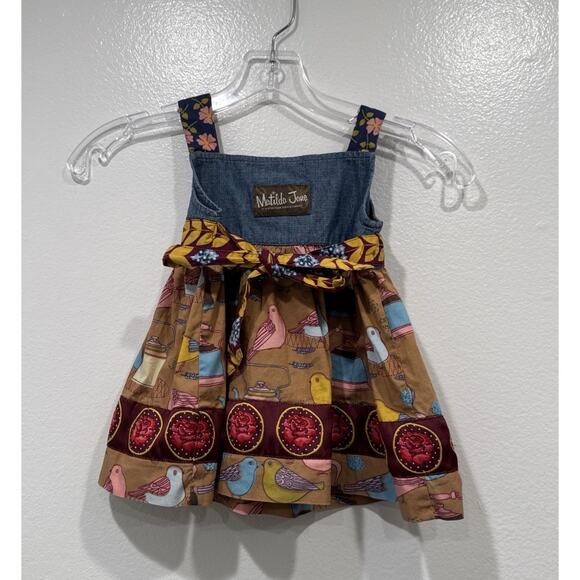 Matilda Jane Paint By Numbers Dress Girls Size 2 Bird Floral Print Teapot Artsy - Picture 2 of 8